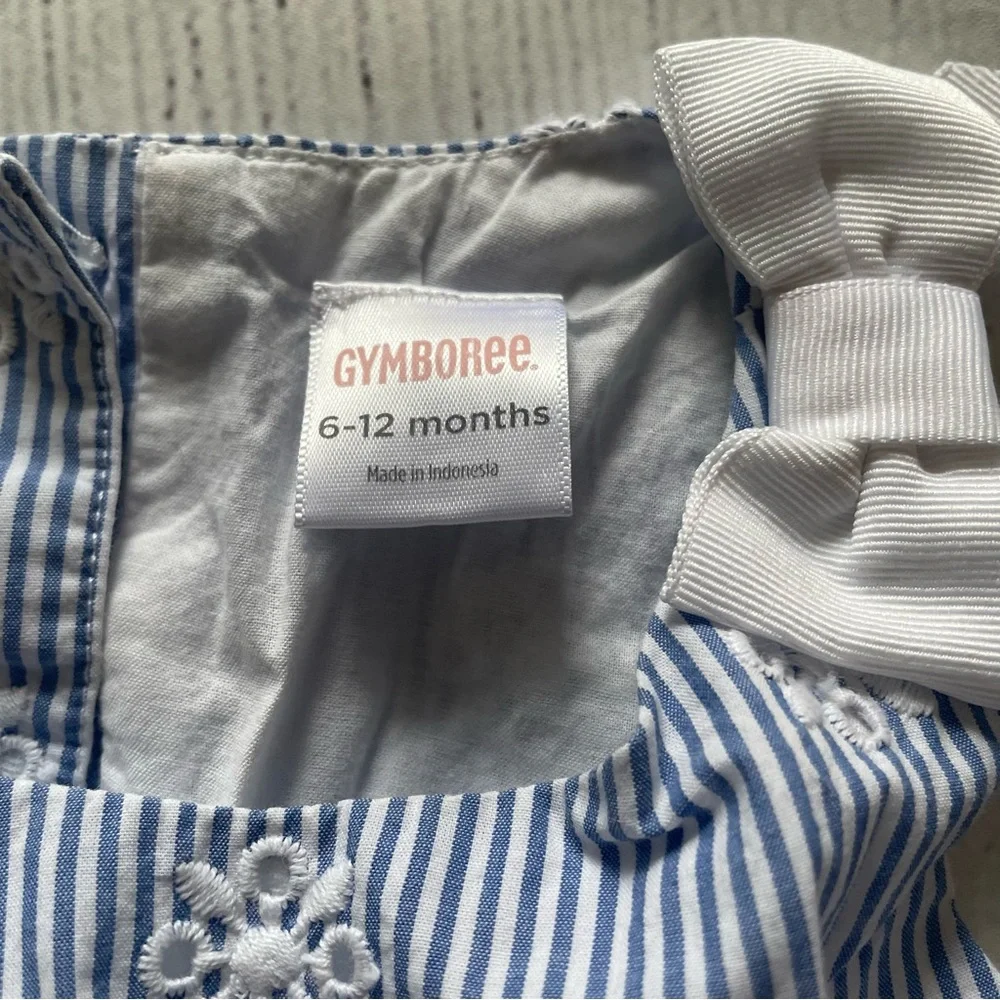 Gymboree Island Hopper Blue Striped Dress Size 6-12 months